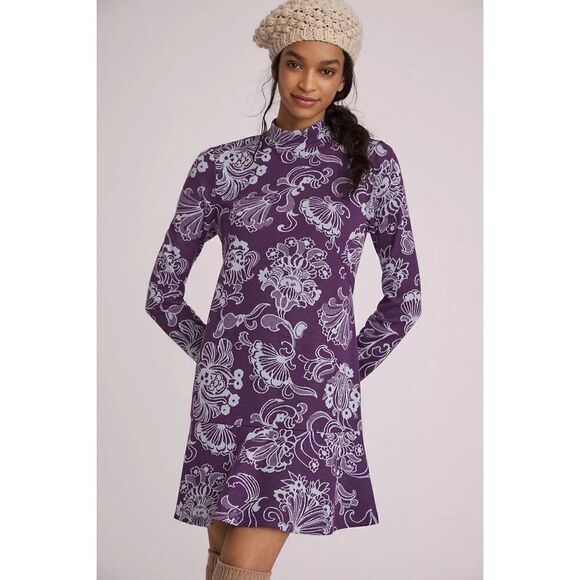 Anthropologie Mock Neck Mini Dress xs - Picture 1 of 8
